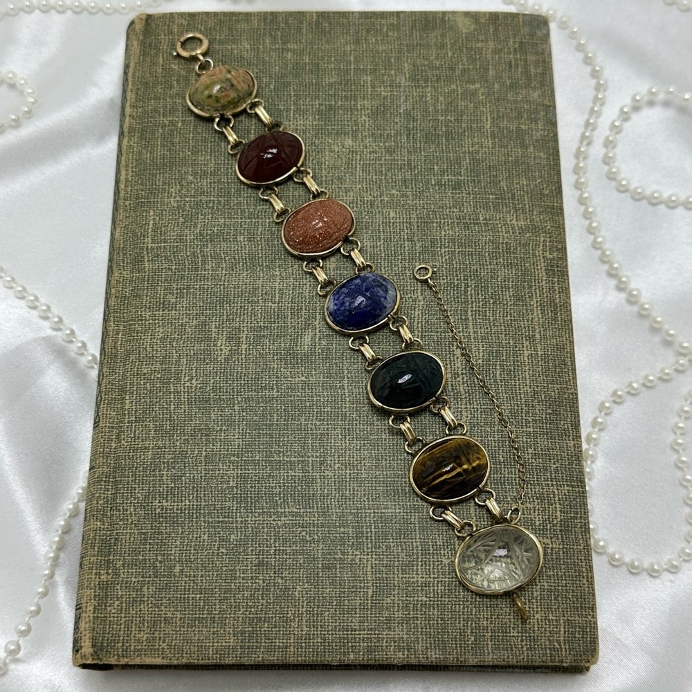 Chunky Vintage Gold Filled Scarab Bracelet - Picture 2 of 5